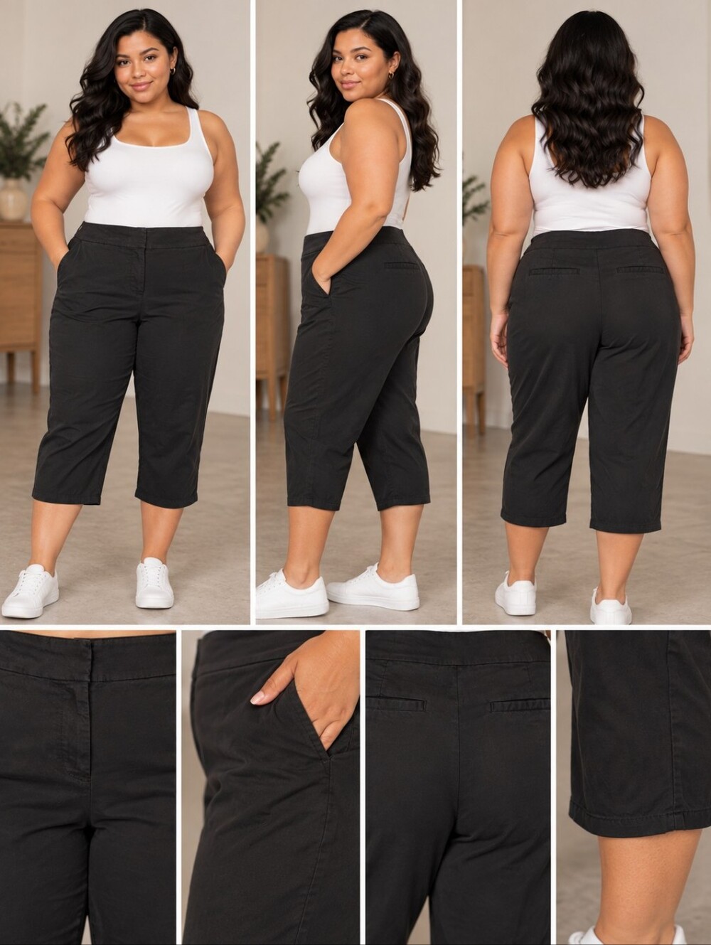Denver Hayes Black Stretch Capri Pants – Size 18